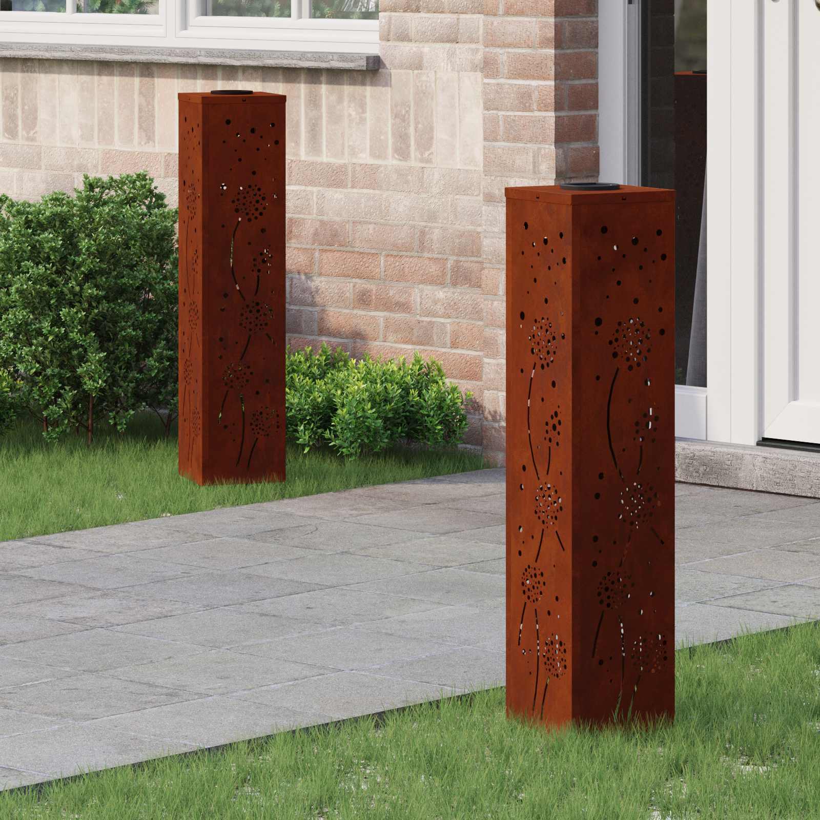 Faro Led Solare Per Sentieri 2 Pcs Acciaio Corten