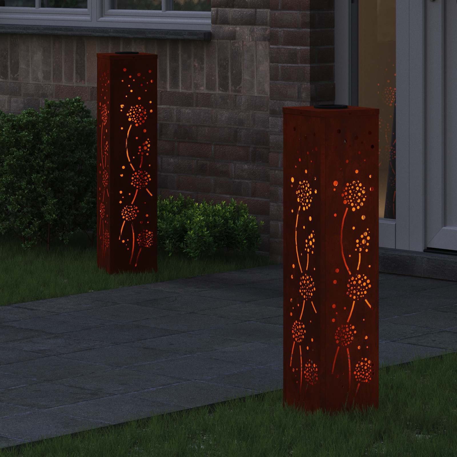 Faro Led Solare Per Sentieri 2 Pcs Acciaio Corten - Image 3
