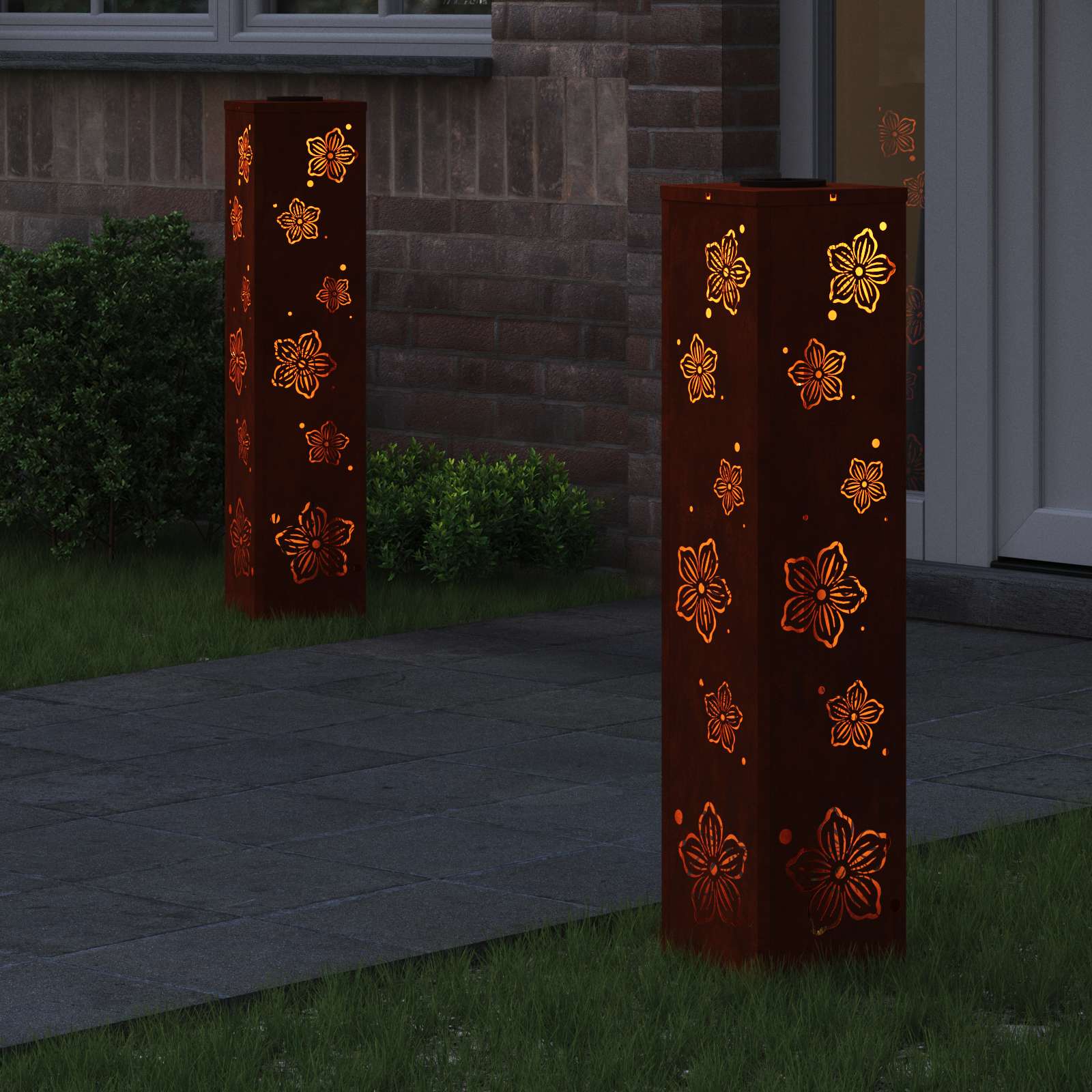 Faro Led Solare Per Sentieri 2 Pcs Acciaio Corten - Image 3