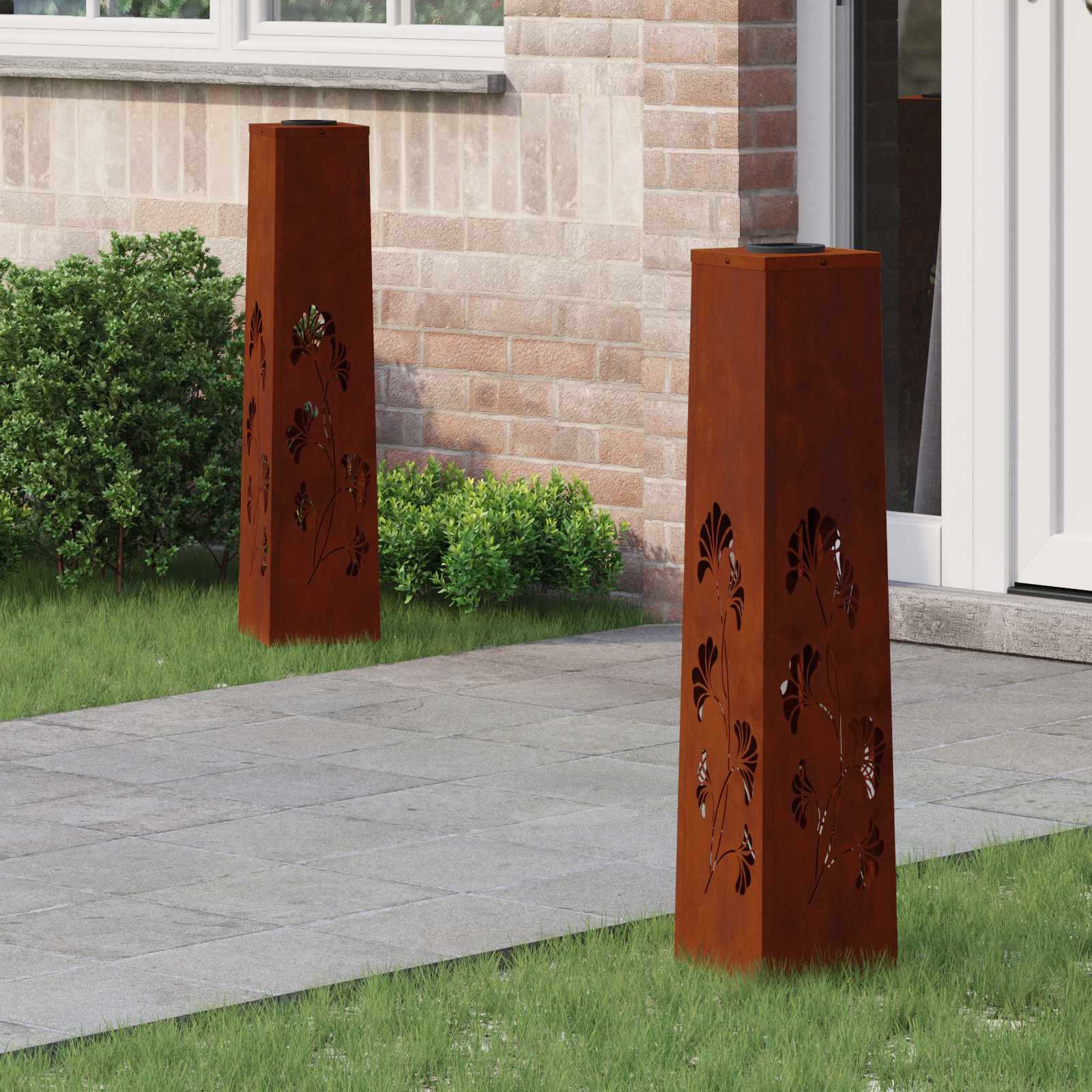 Faro Led Solare Per Sentieri 2 Pcs Acciaio Corten