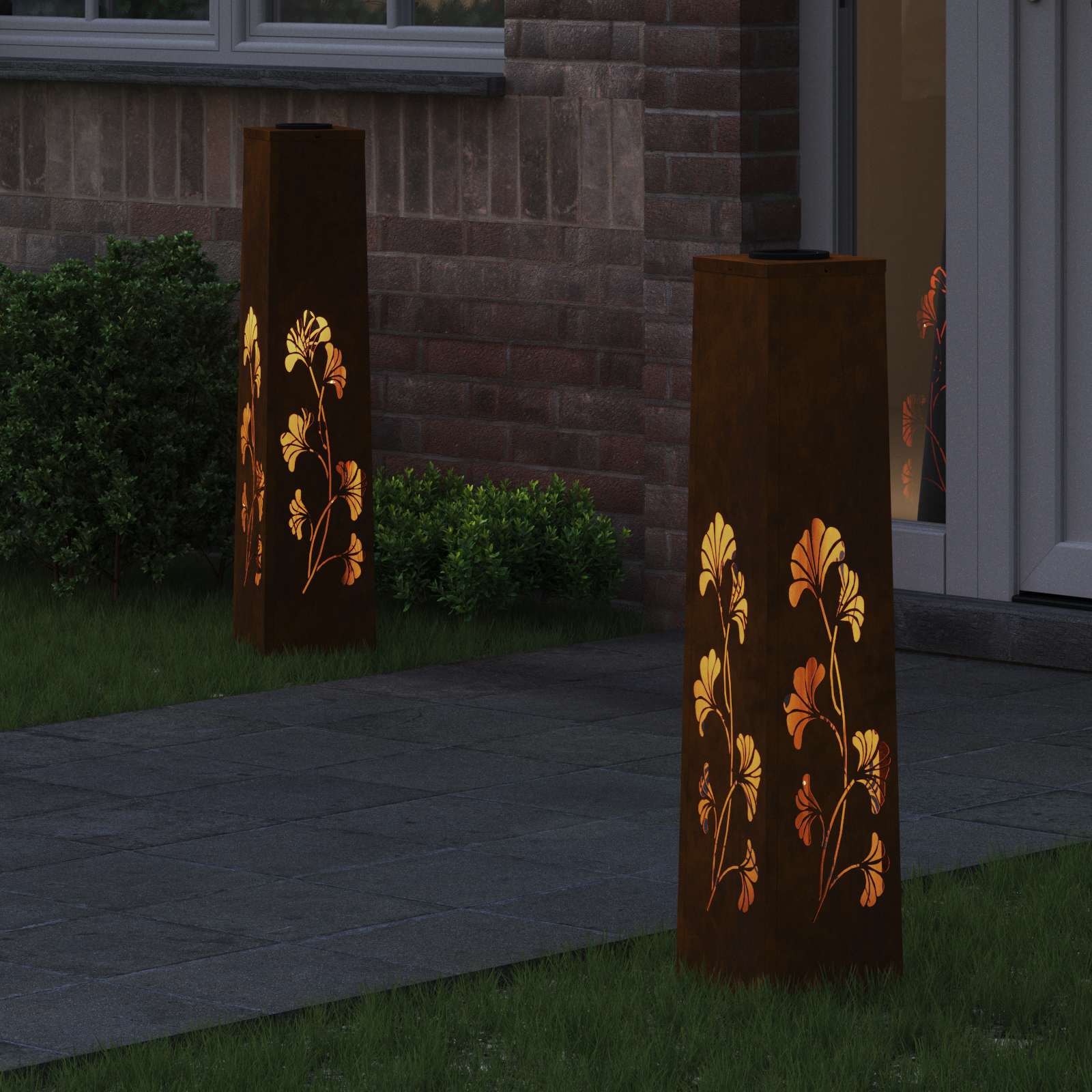 Faro Led Solare Per Sentieri 2 Pcs Acciaio Corten - Image 3