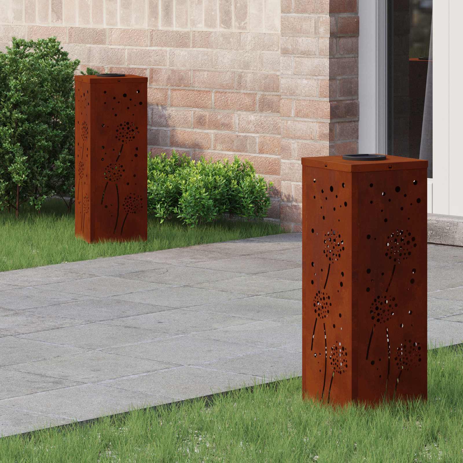 Faro Led Solare Per Sentieri 2 Pcs Acciaio Corten
