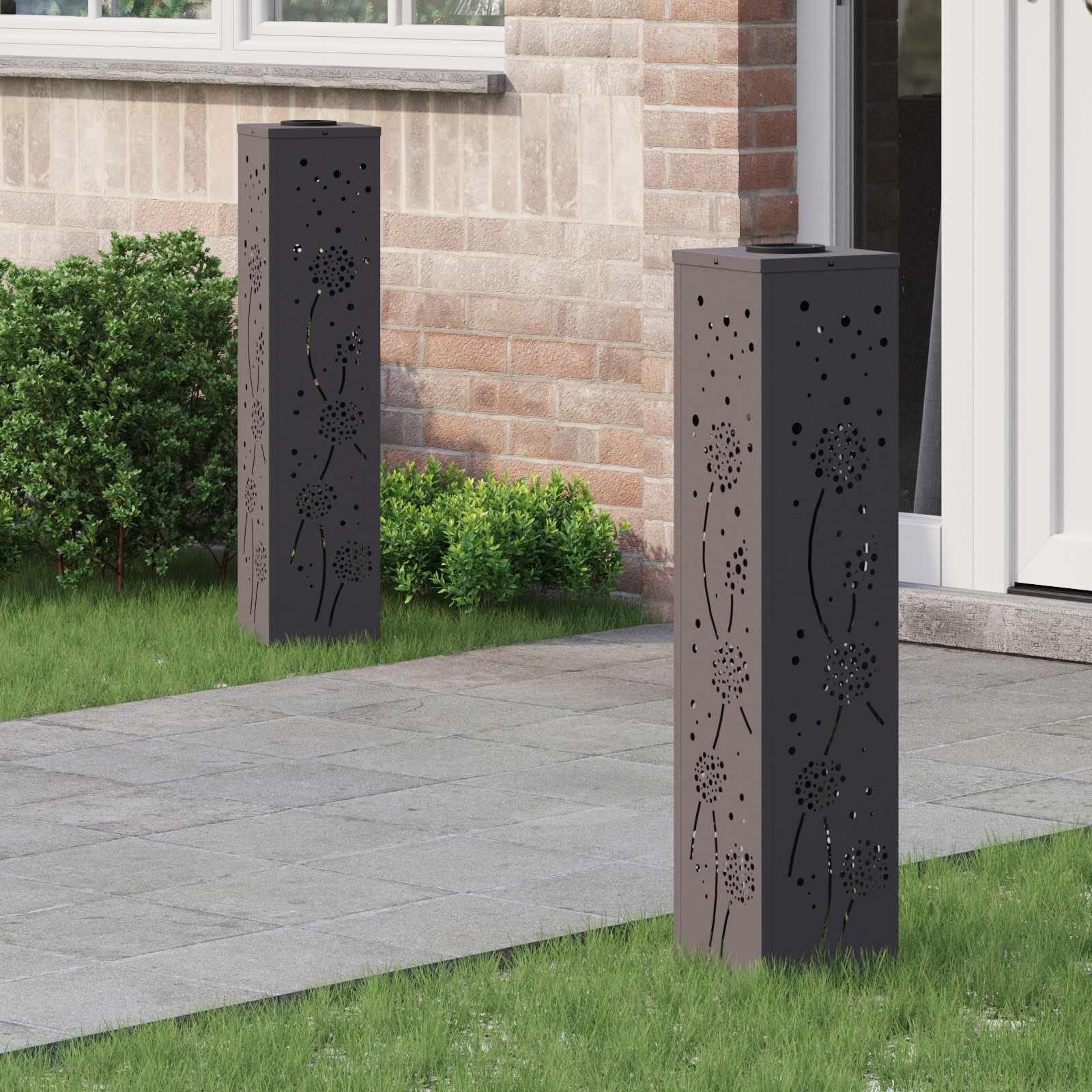 Faro Led Solare Per Sentieri 2 Pcs Nero