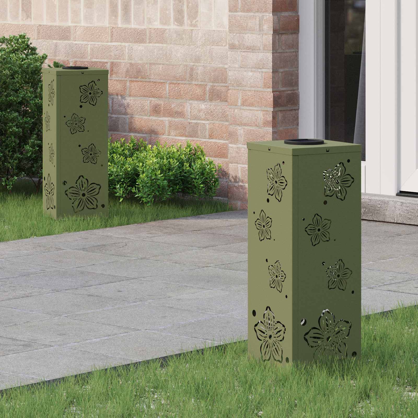 Faro Led Solare Per Sentieri 2 Pcs Verde Oliva