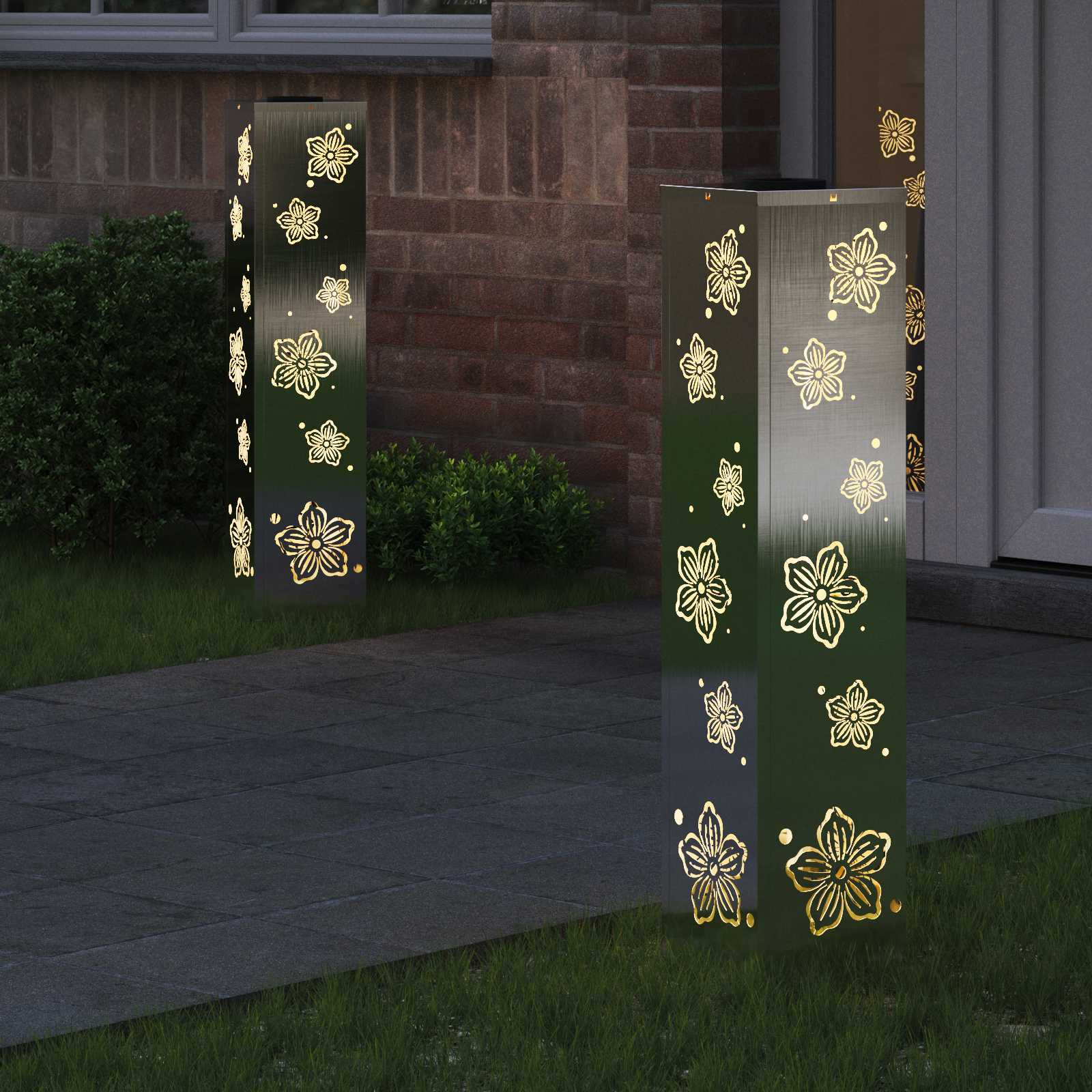 Faro Led Solare Per Sentieri 2 Pcs Acciaio Inossidabile - Image 3