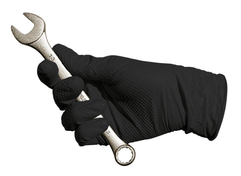 Box 50 Guanti Diamond Grip Nitrile Nero Taglia L