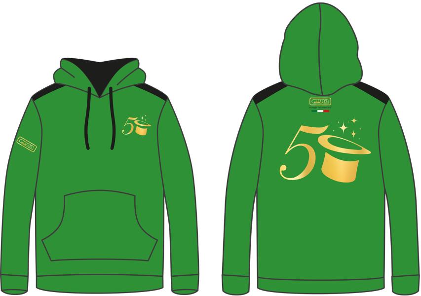 Felpa Garzata Unisex 50° Verde Taglia S