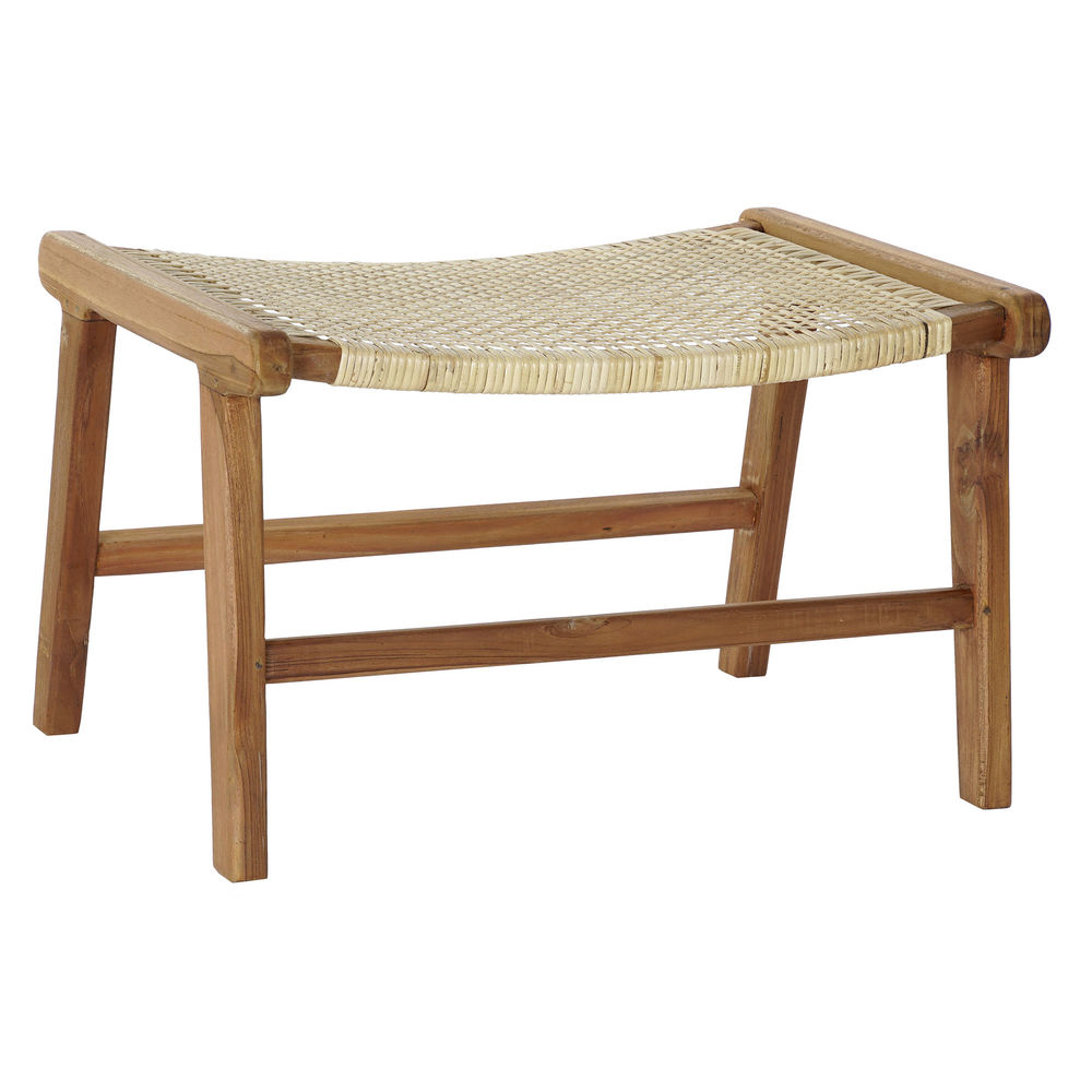 Panca Dkd Home Decor 65 X 47 X 40 Cm Naturale Teca Plastica Multicolore Marrone Chiaro