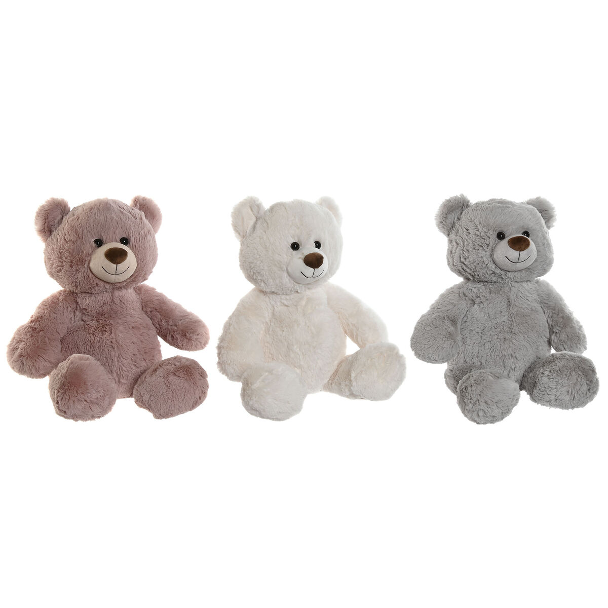 Peluche Home Esprit Bianco Marrone Grigio Poliestere Orso 34 X 34 X 40 Cm (3 Unità)