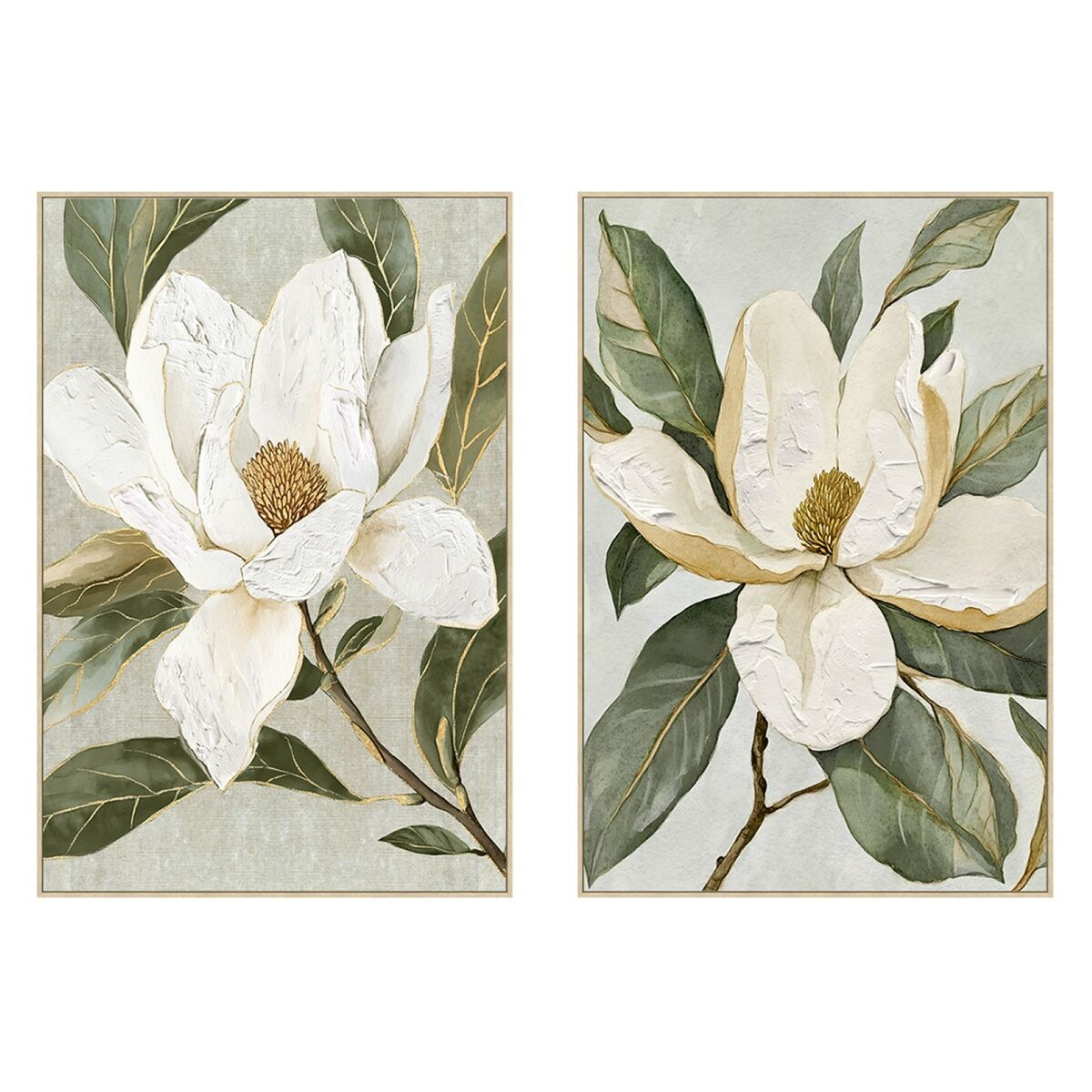 Tela Home Esprit Bianco Verde Fiore Shabby Chic (2 Unità)