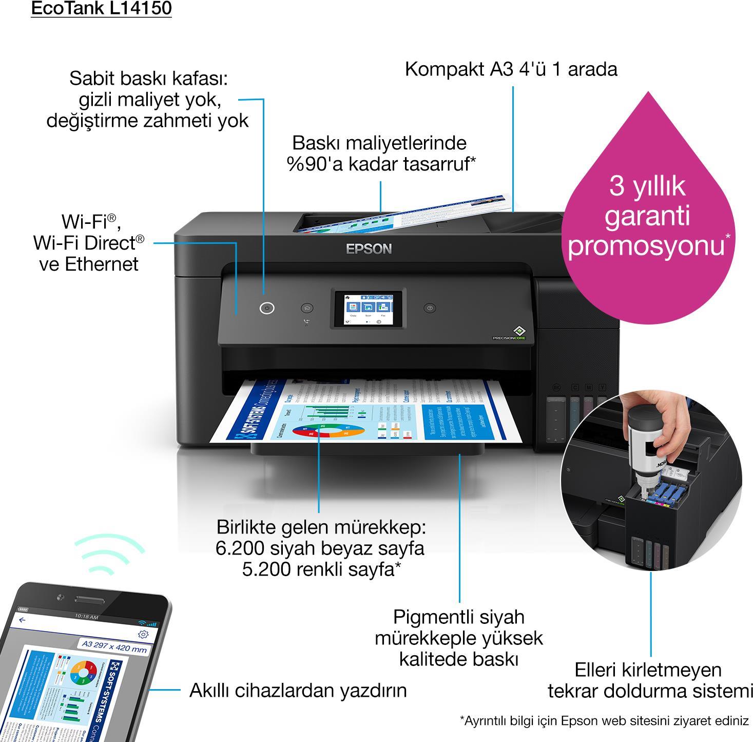 Epson Ecotank L14150 Tintenstrahl 4800 X 1200 Dpi 38 Seiten Pro Minute Wlan (c11ch96402)