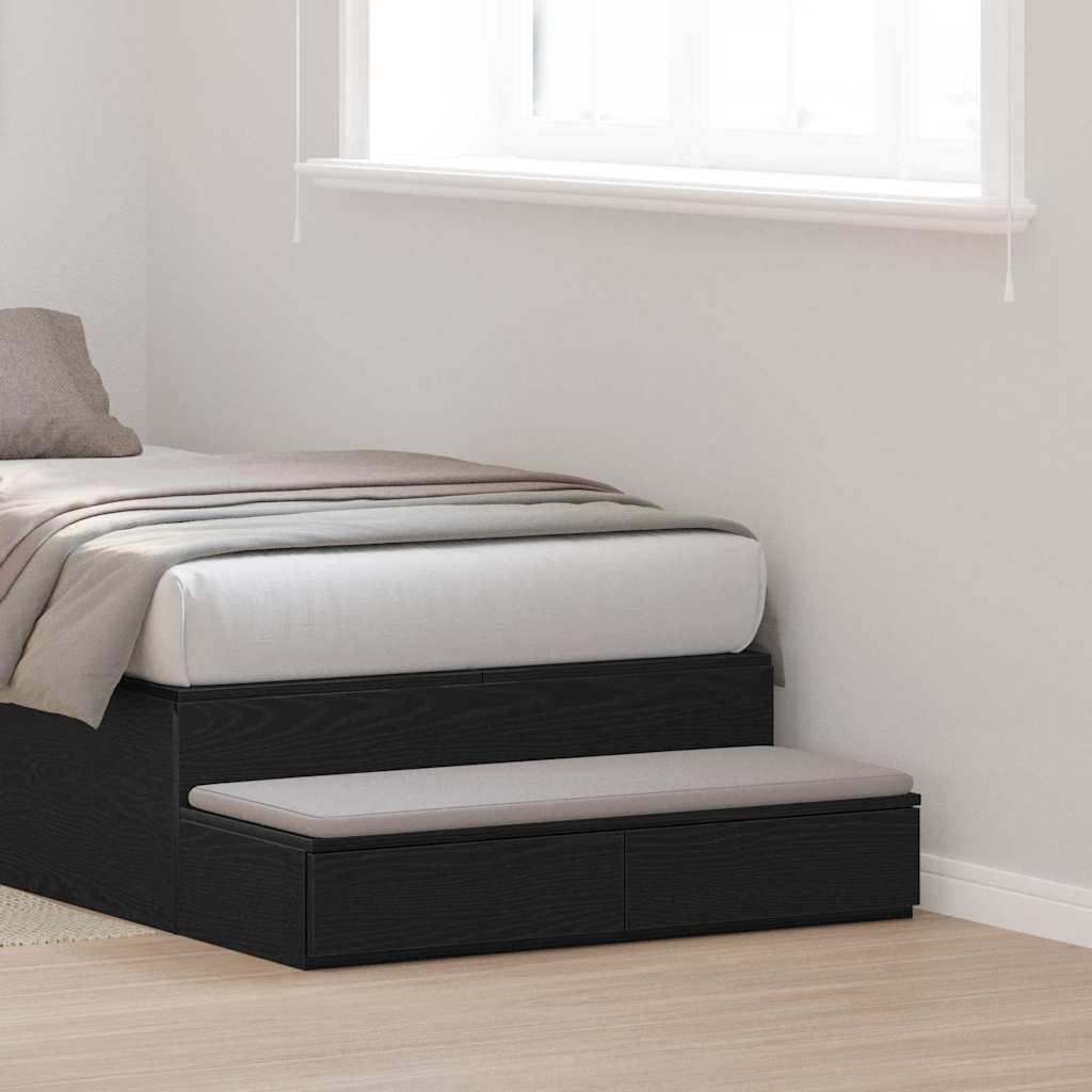 Cassetti Per Letto Con Cassetto Rovere Nero 75 X 36,5 X 16,5 cm