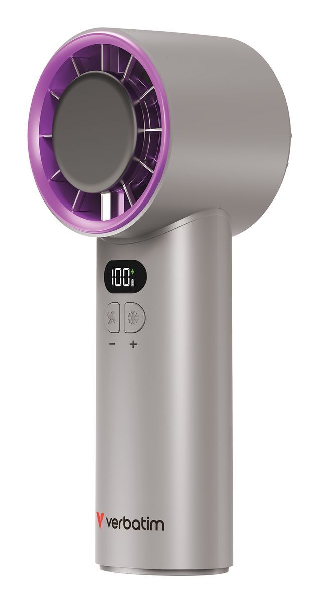 Verbatim Cool 'n' Go Ice Touch, Grau, Violett, 1 Lüfter, Handventilator, 1 Stück(e), 8 W, LithiuM-Ion (lI-Ion)