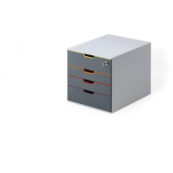 Durable Varicolor Grigio Plastica (durable Varicolor 4 Safe Lockable Drawer Unit Desktop Drawer Set With 4 Colour Coded Drawers And Label Inserts - 7