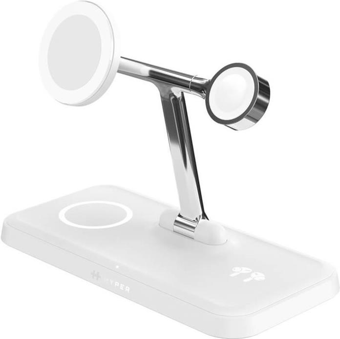 Targus Hyperjuice Next - Kabelloses Ladegerät - 4-IN-1 + AC-Netzteil - 15 Watt - 3 A - Fast Charge - 4 Ausgabeanschlussstellen - Weiß (hj3004whgl)
