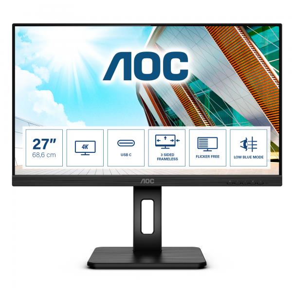 Aoc U27p2ca Monitor Pc 68,6 Cm [27] 3840 X 2160 Pixel 4k Ultra Hd Led Nero (aoc U27p2ca - Monitor A Led - 27 [27 Visualizzabile] - 3840 X 2160 4k @ 6