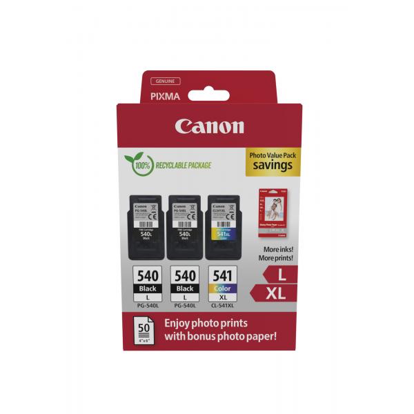 Canon 5224b015 Cartuccia D'inchiostro 3 Pz Originale Nero, Ciano, Magenta, Giallo (canon PG-540lx2/cL-541xl Pvp Ink)