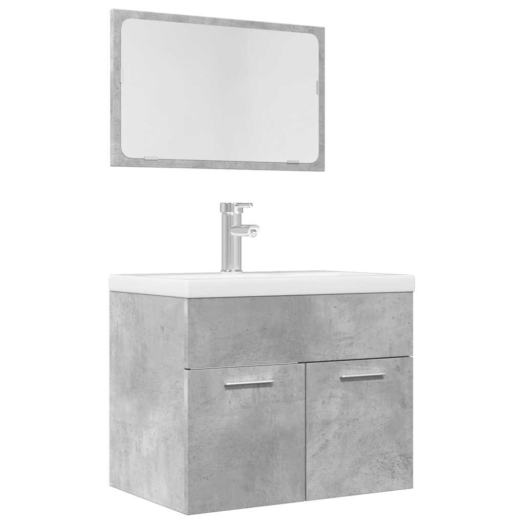 Set Mobili Da Bagno 2 Pz Grigio Cemento In Legno Multistrato