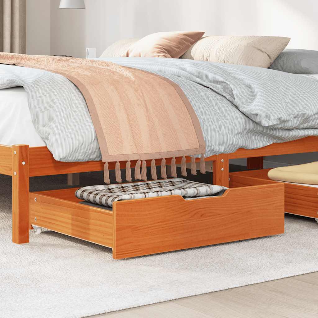 Cassettoni Per Letto 2pz Marrone Cera 65x55x17 Cm Legno Di Pino