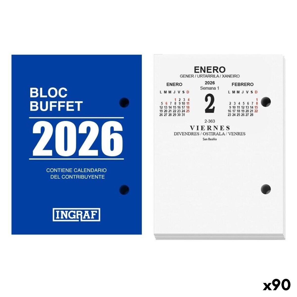 Calendario Da Tavolo Ingraf Buffet 2026 (90 Unità)