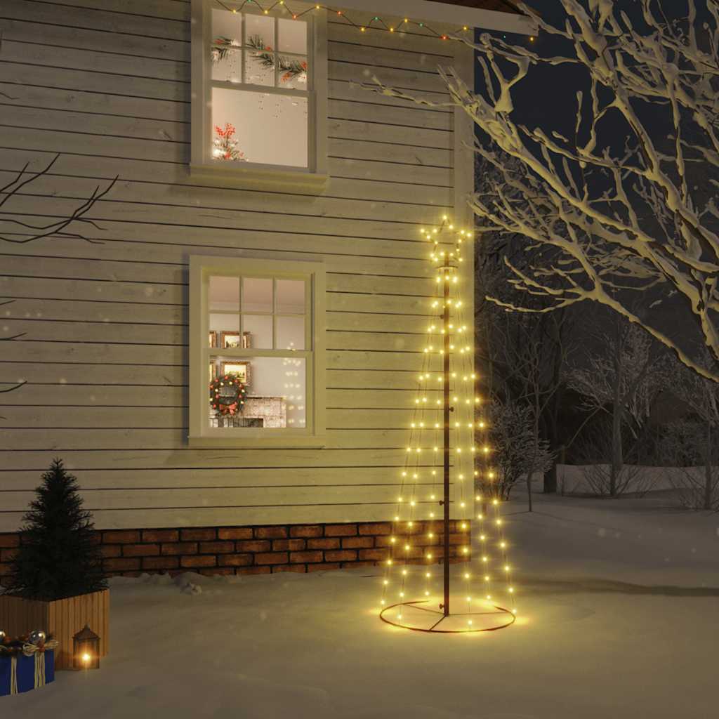 Albero Di Natale A Cono Bianco Caldo 108 Led 70x180 cm