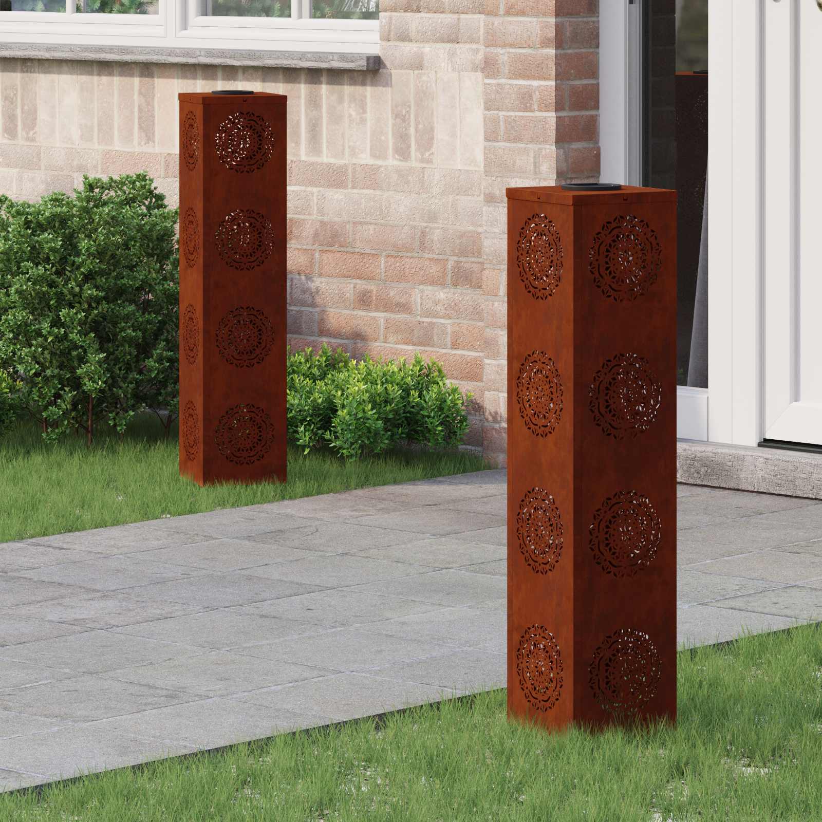 Faro Led Solare Per Sentieri 2 Pcs Acciaio Corten