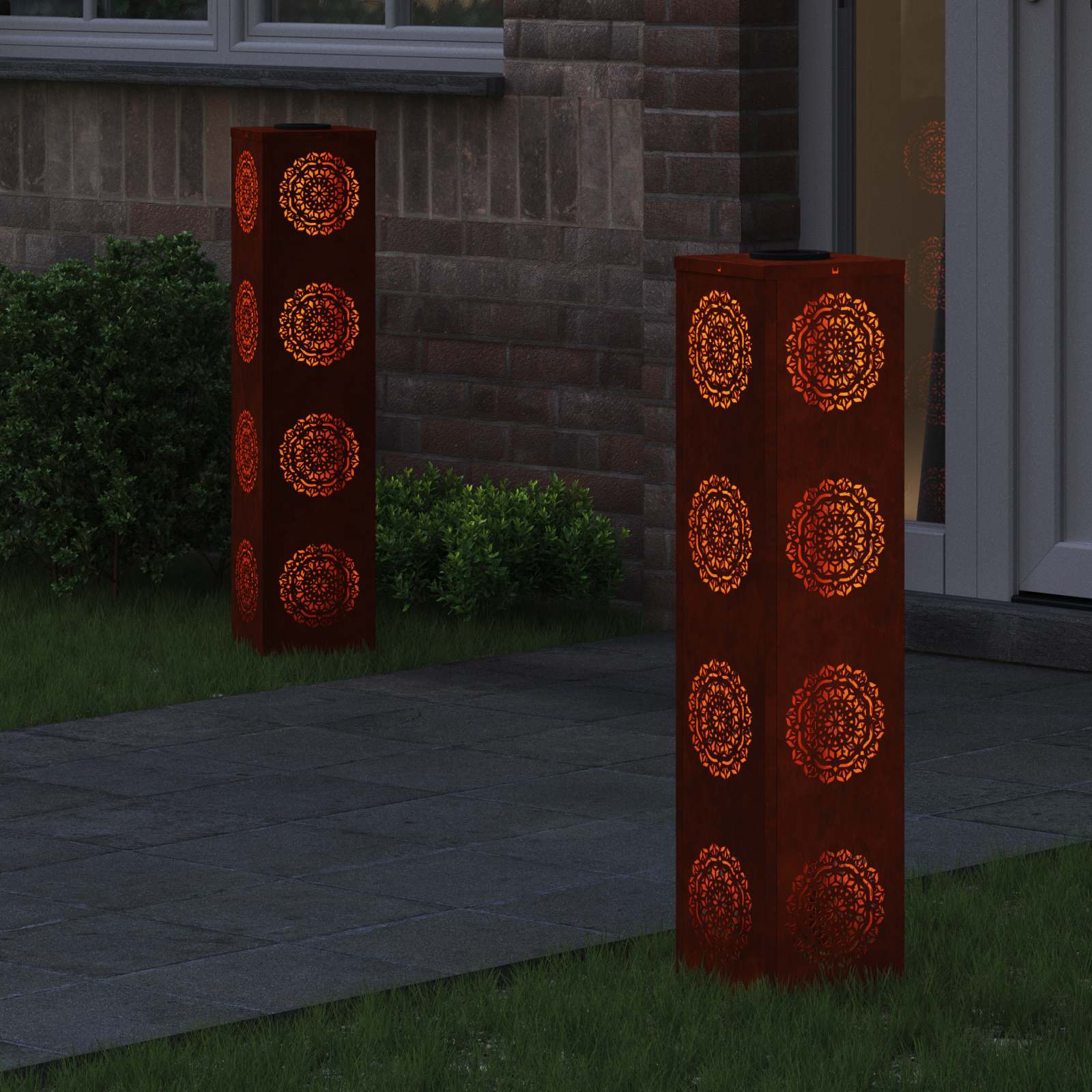 Faro Led Solare Per Sentieri 2 Pcs Acciaio Corten - Image 3