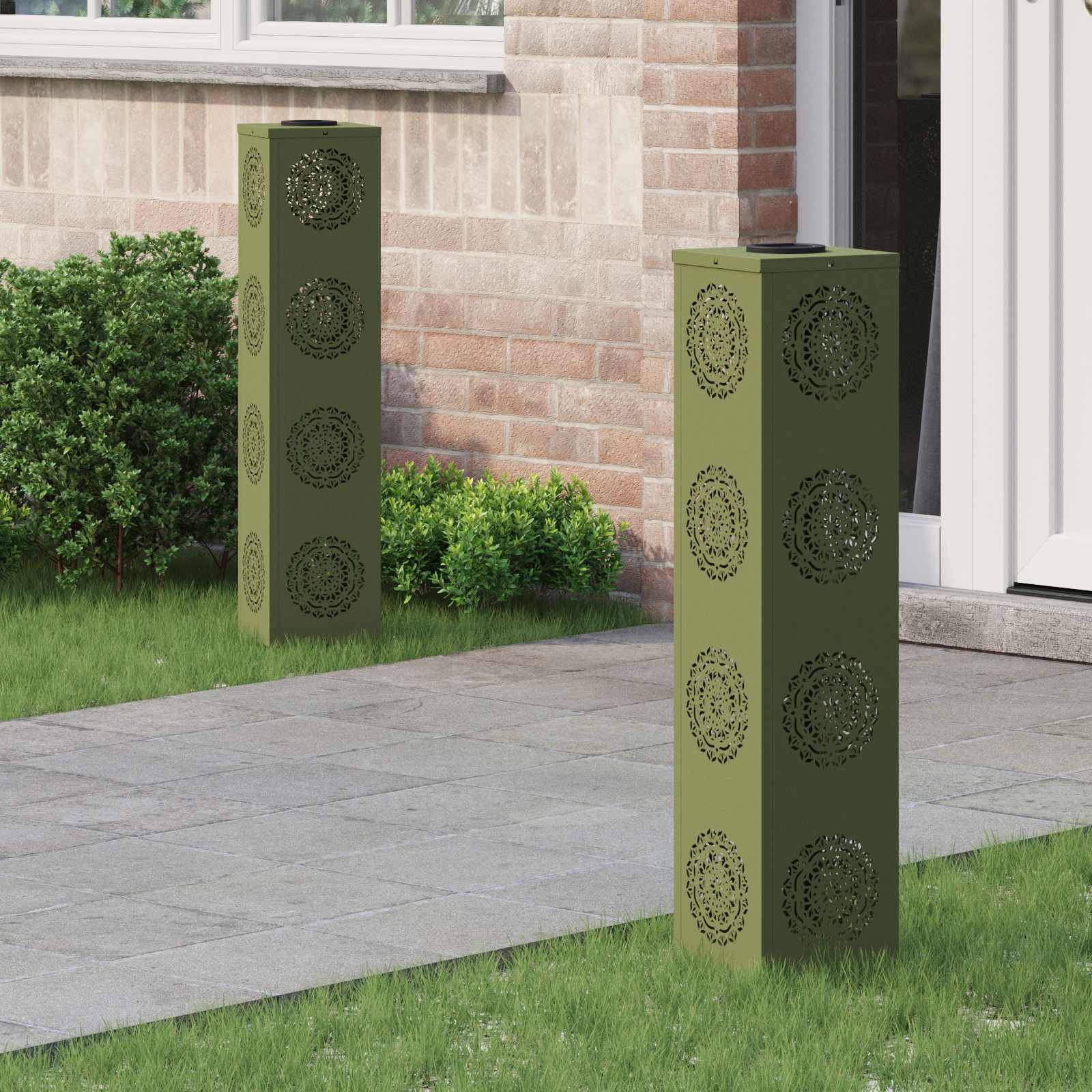 Faro Led Solare Per Sentieri 2 Pcs Verde Oliva