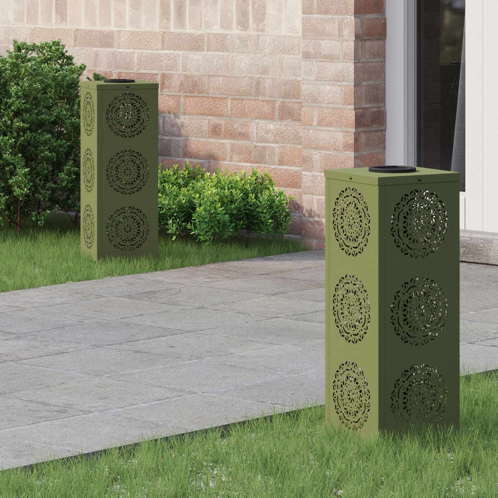 Faro Led Solare Per Sentieri 2 Pcs Verde Oliva