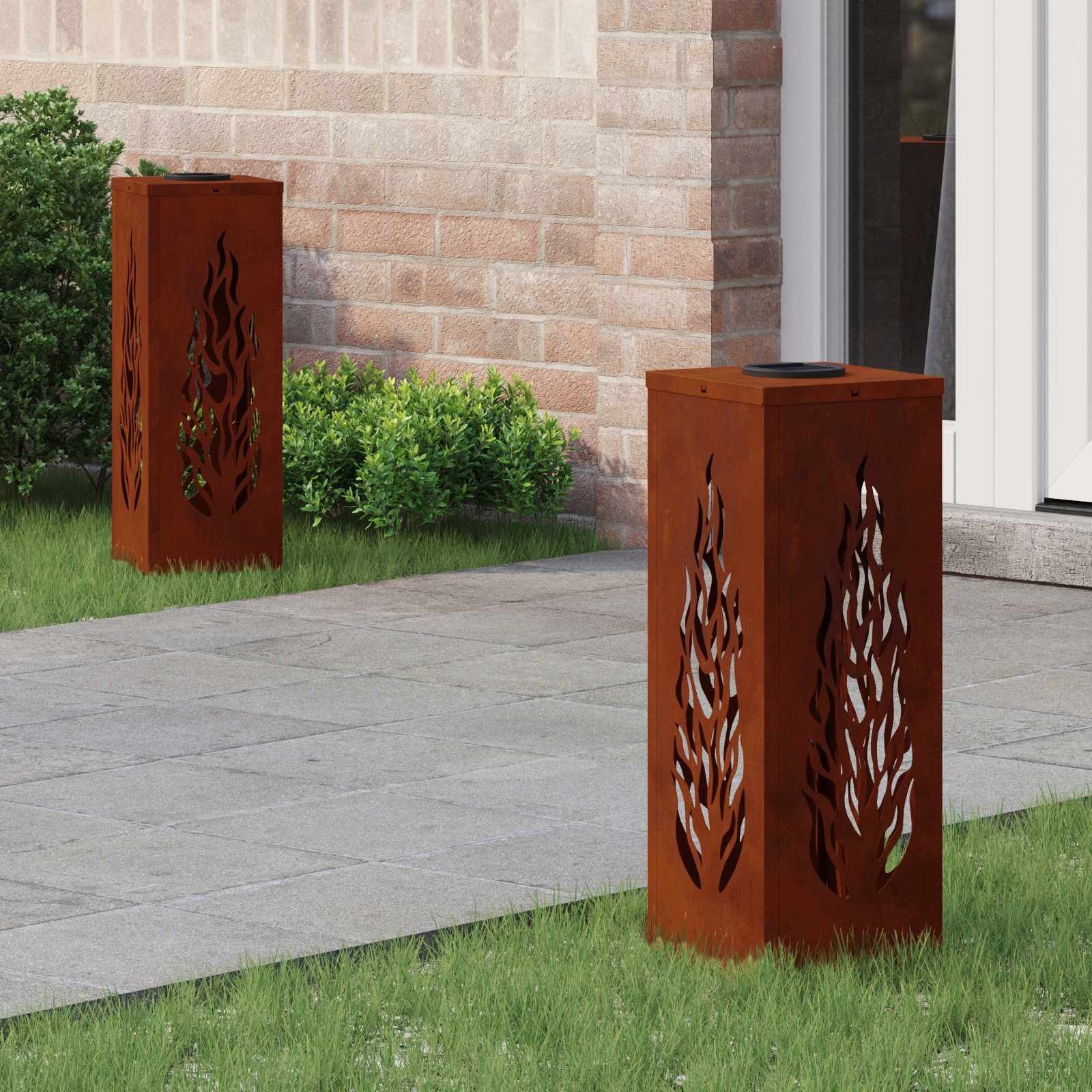 Faro Led Solare Per Sentieri 2 Pcs Acciaio Corten