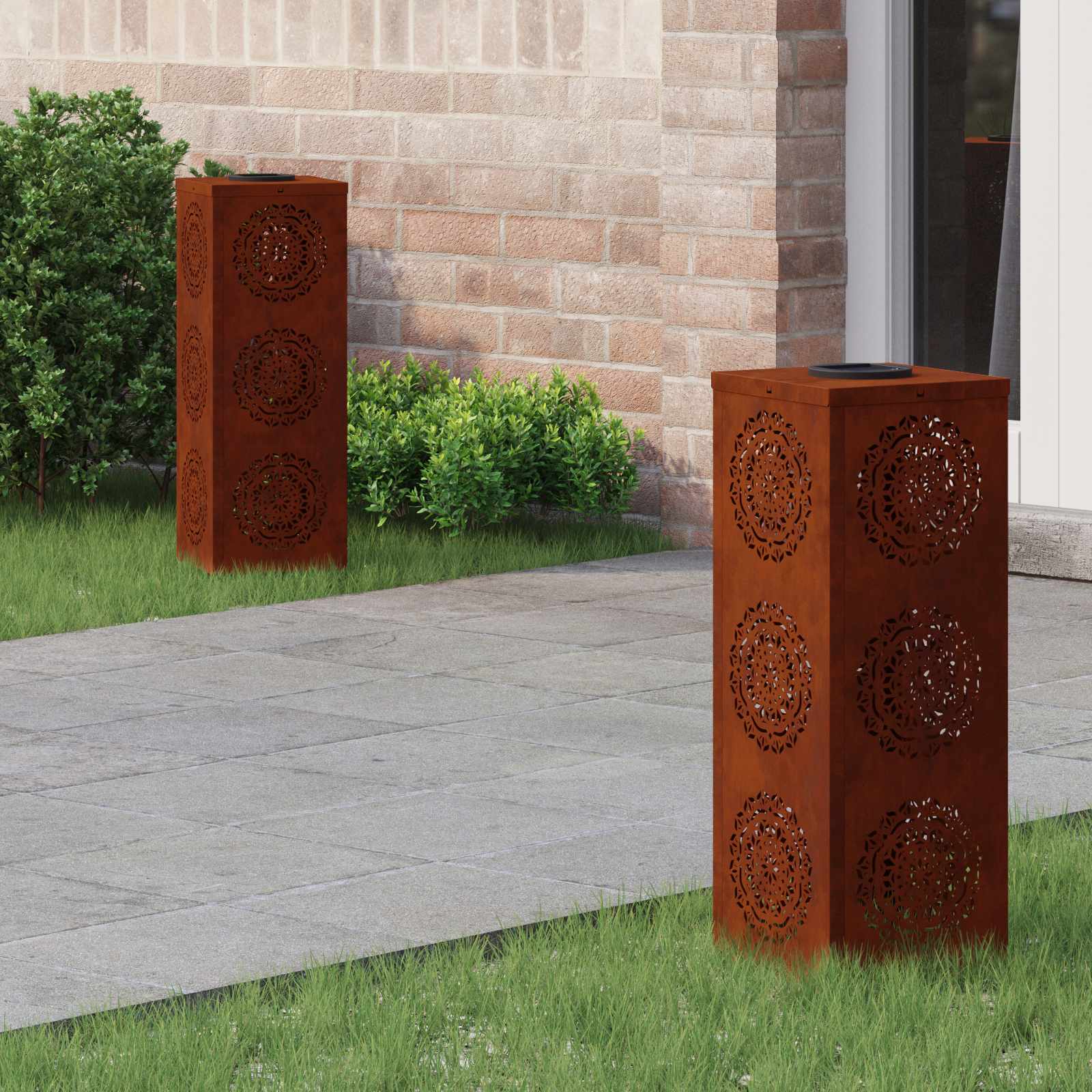 Faro Led Solare Per Sentieri 2 Pcs Acciaio Corten