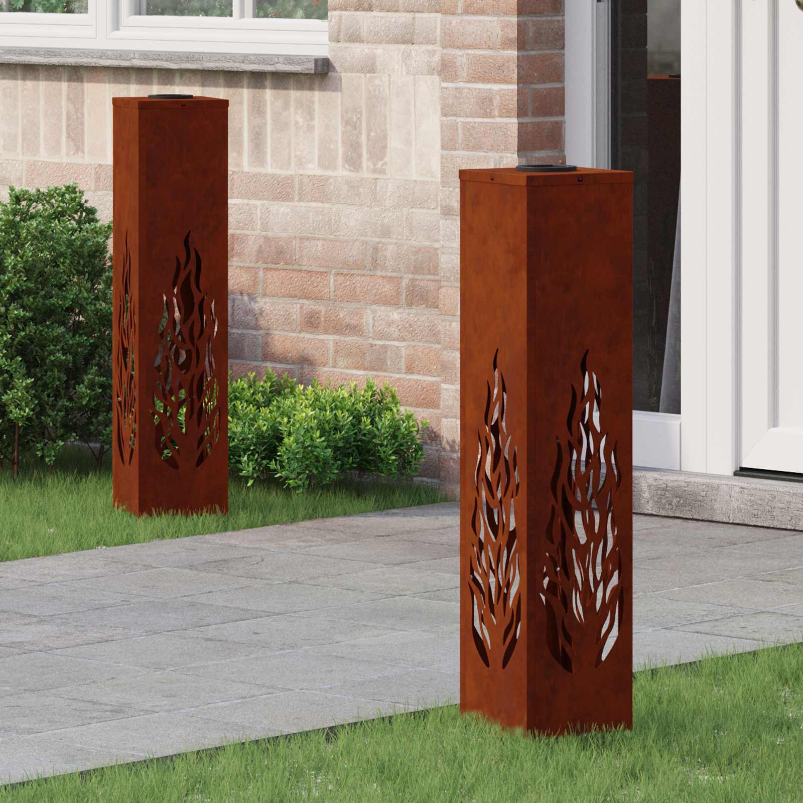 Faro Led Solare Per Sentieri 2 Pcs Acciaio Corten