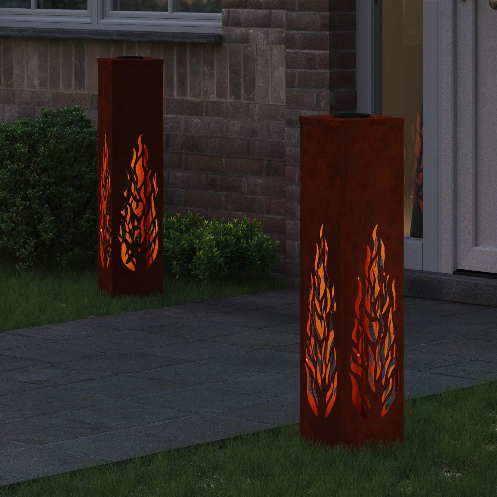 Faro Led Solare Per Sentieri 2 Pcs Acciaio Corten - Image 3