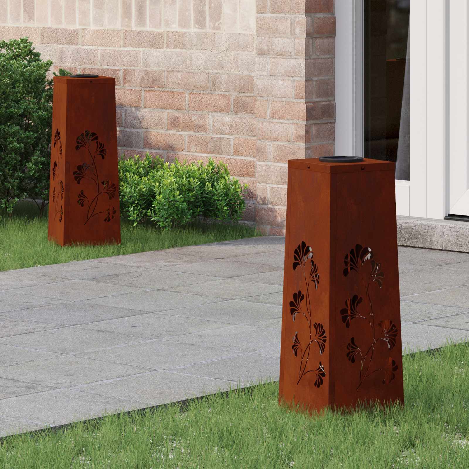 Faro Led Solare Per Sentieri 2 Pcs Acciaio Corten