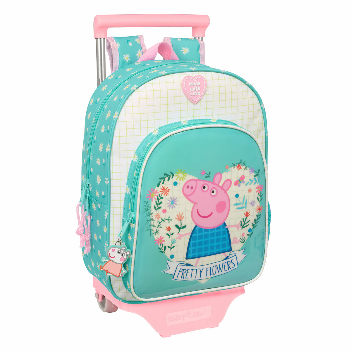 Trolley Per La Scuola Peppa Pig Pretty Flowers Giallo Menta 26 X 11 X 67 Cm 26 X 34 X 11 cm