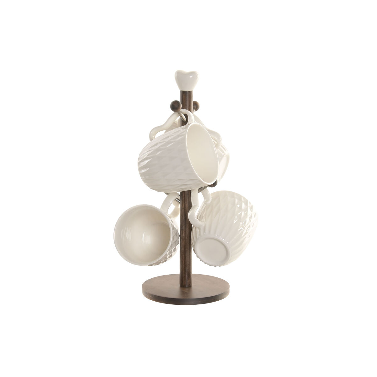 Tazza Mug Home Esprit Bianco Marrone Scuro Con Rilievo 350 ml