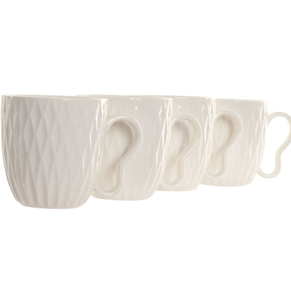 Tazza Mug Home Esprit Bianco Marrone Scuro Con Rilievo 350 ml - Image 3