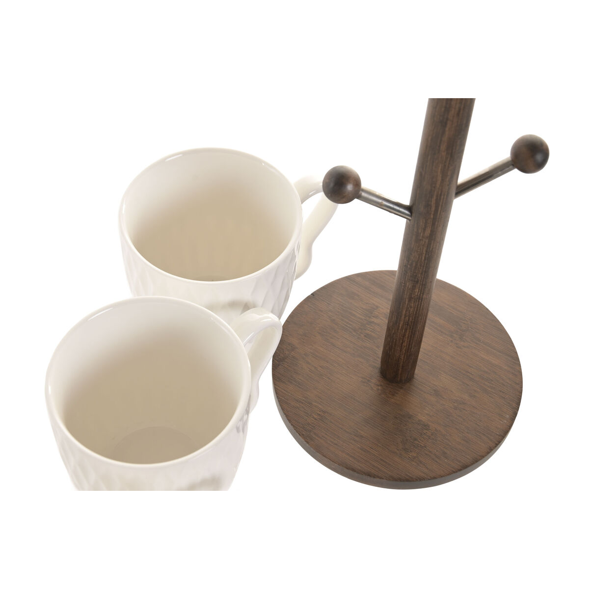 Tazza Mug Home Esprit Bianco Marrone Scuro Con Rilievo 350 ml - Image 4