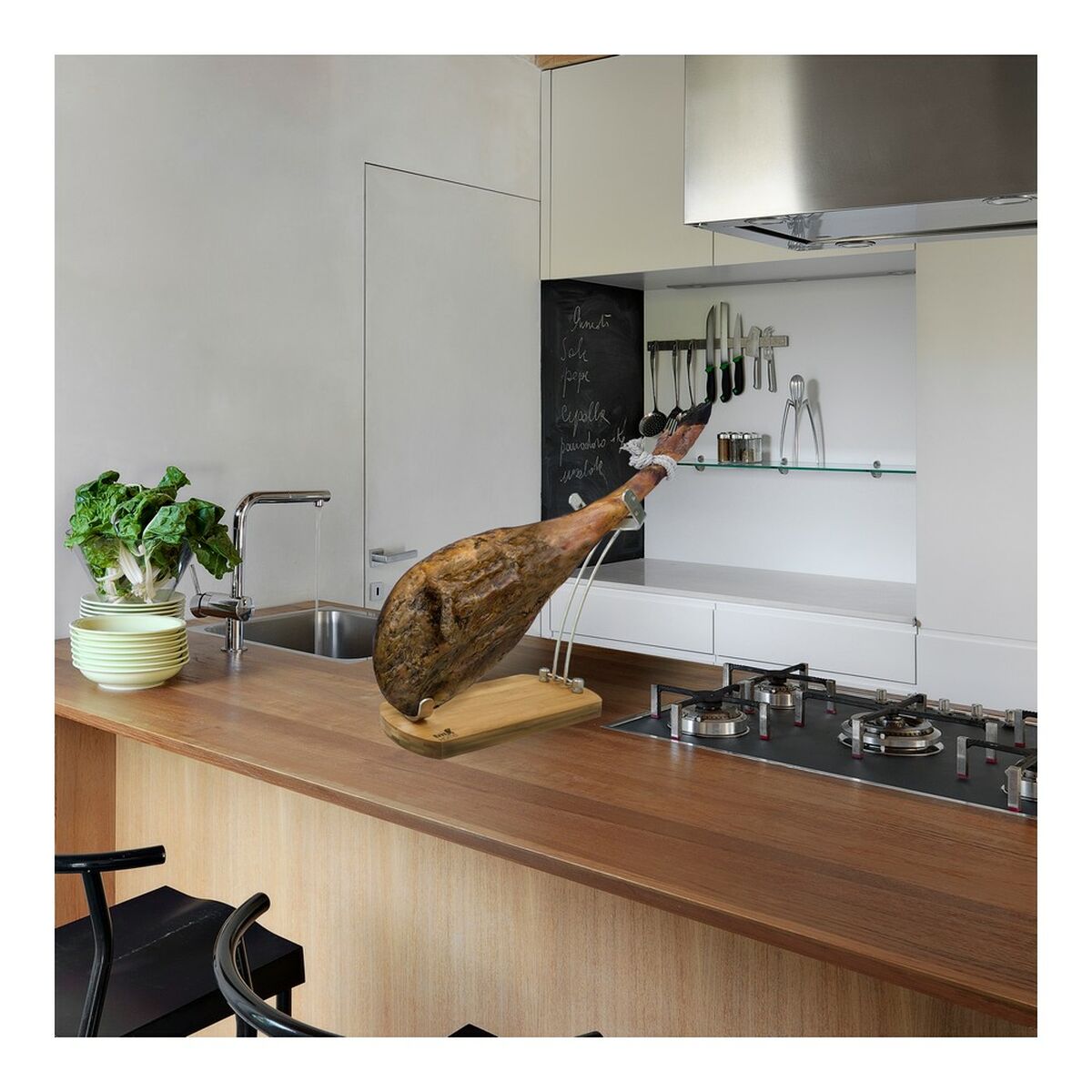 Porta Prosciutto Pieghevole Bambù (37,5 X 16,5 Cm) - Image 4