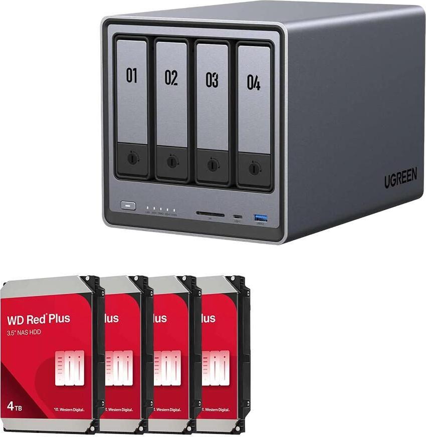 Ugreen Dxp4800 NaS-Server Leergehäuse+ 4x Wd Red Plus Nas Festplatte - Storage Server (25372b_wd40efpx)