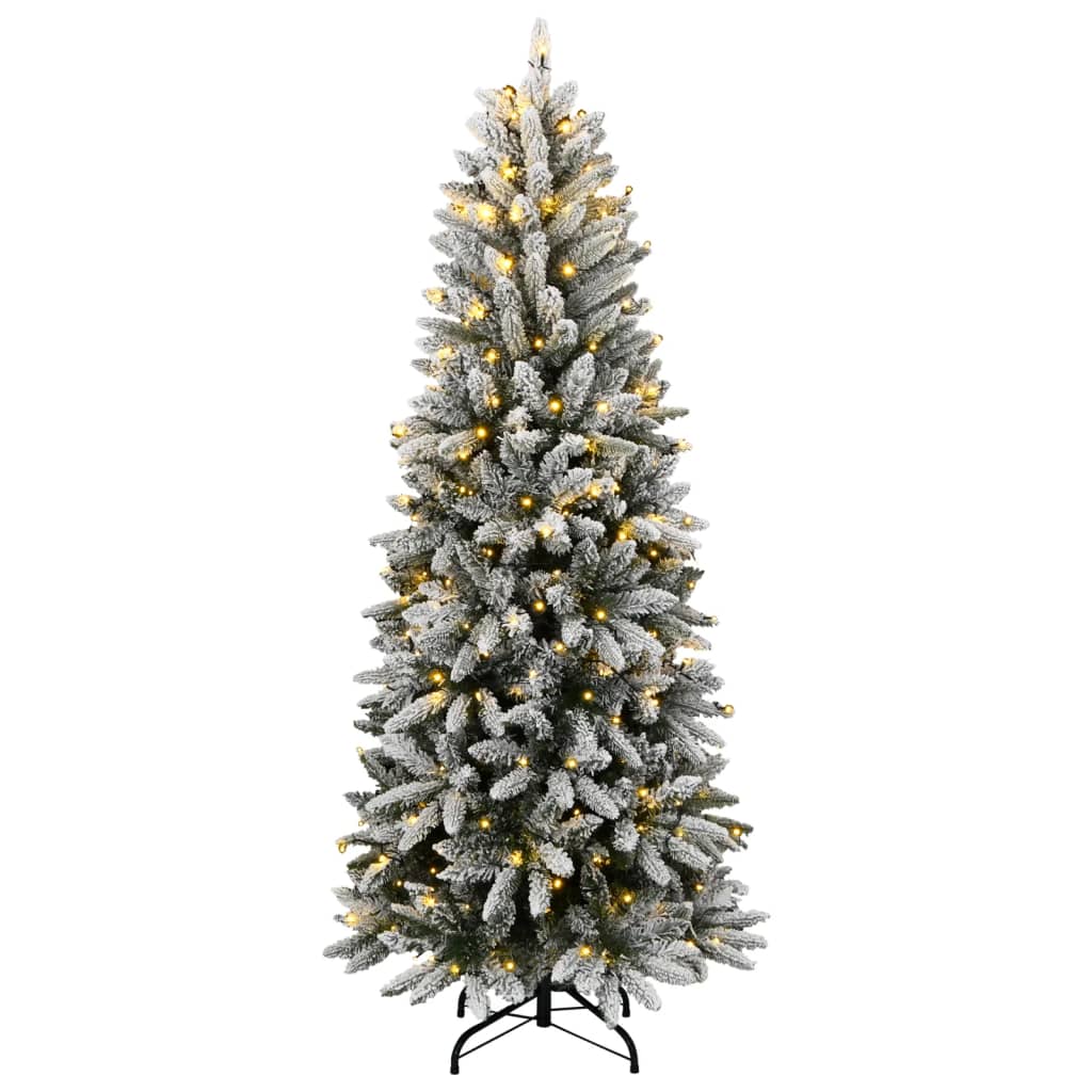 Albero Di Natale Artificiale Con 300 Led E Neve Floccata 180 cm