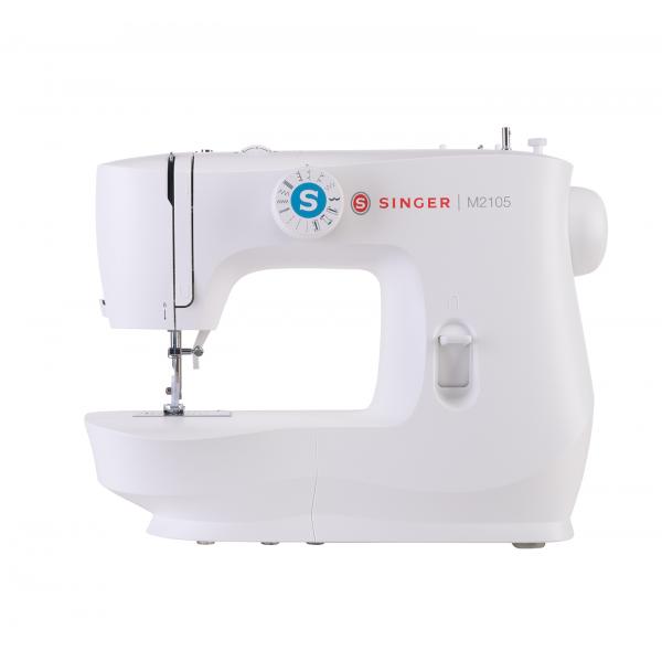 Singer M2105, Weiß, Halbautomatische Nähmaschine, Sägen, 4 Step, Leiter, Drehregler, Elektro