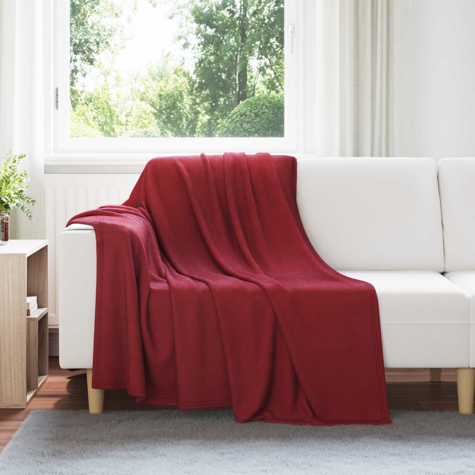 Coperta Rosso Bordeaux 200 X 150 Cm Panno