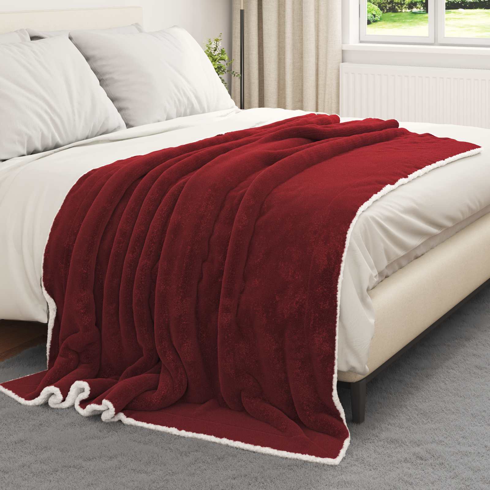 Coperta Rosso Bordeaux 150 X 200 Cm Panno - Image 3