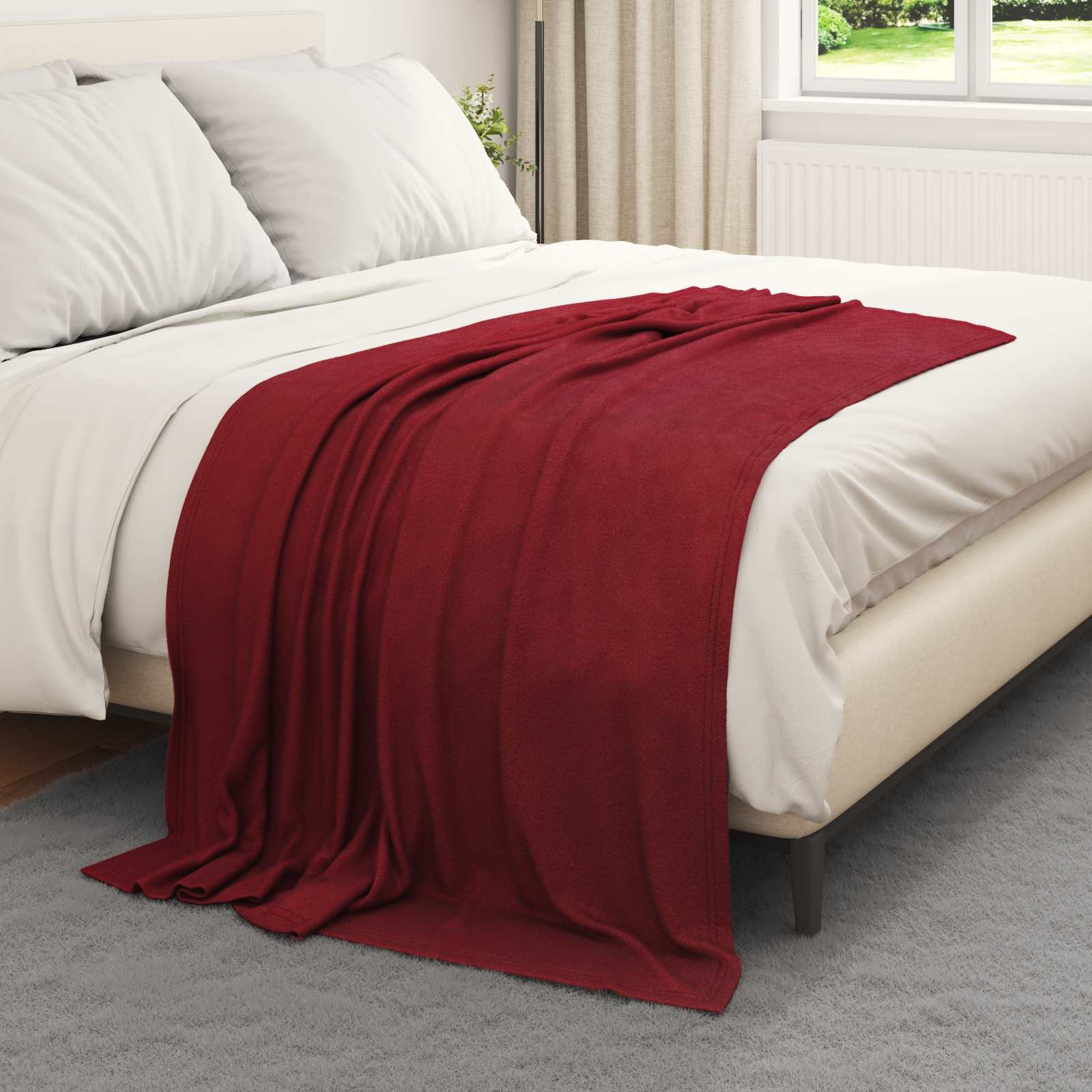 Coperta Rosso Bordeaux 170 X 130 Cm Panno