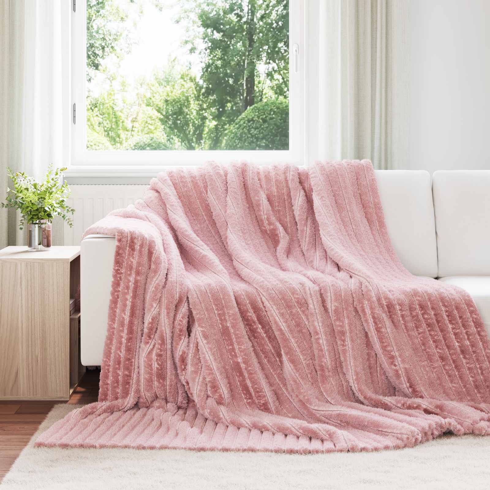 Coperta Rosa 240 X 220 Cm Panno