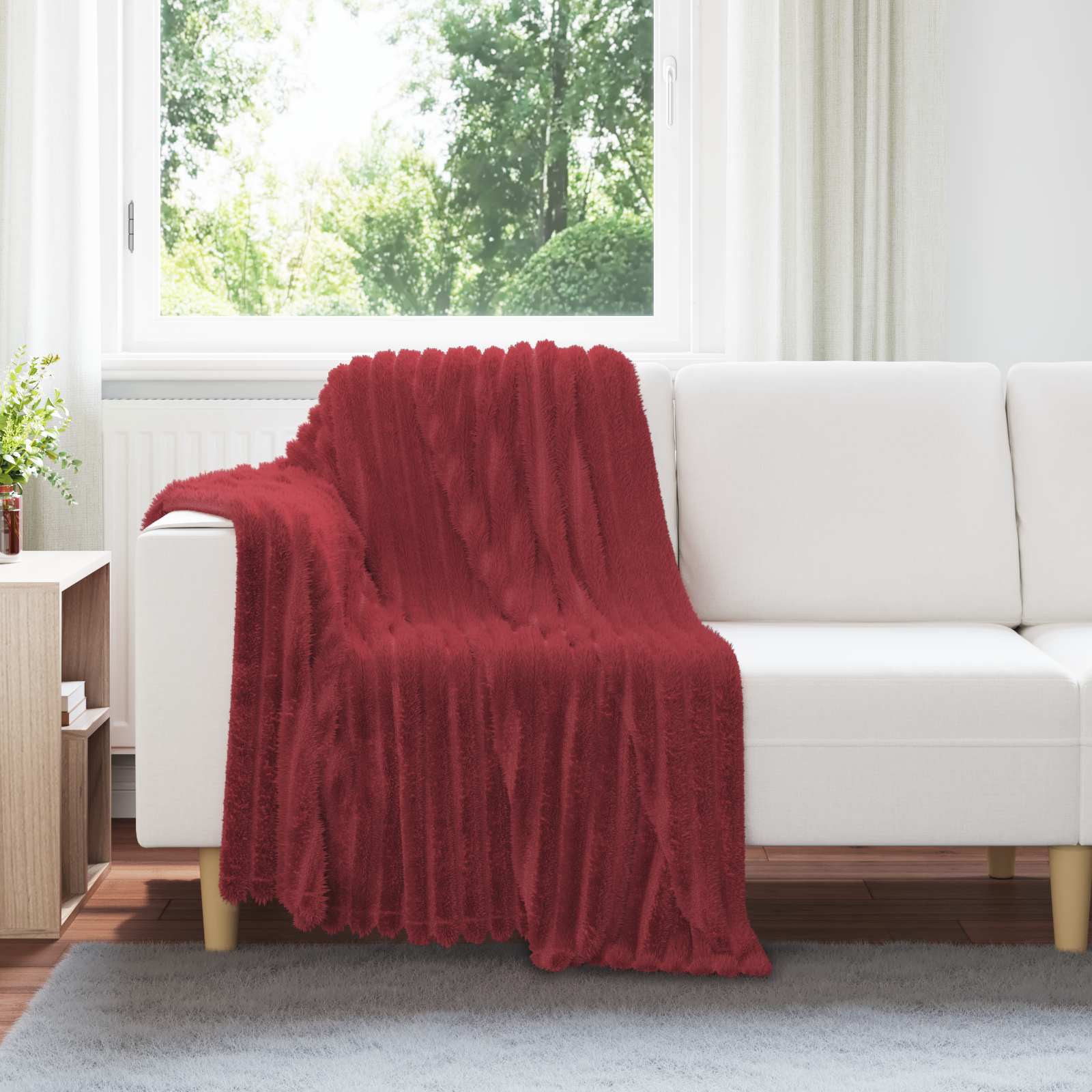 Coperta Rosso Bordeaux 150 X 130 Cm Panno