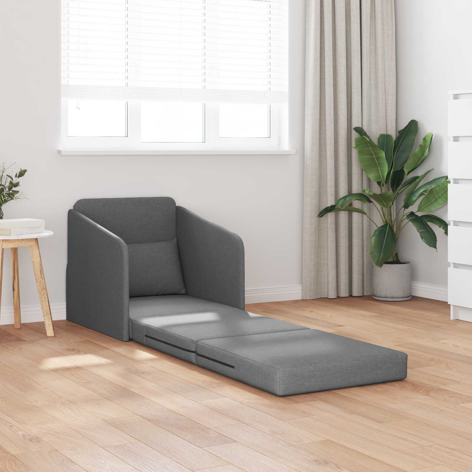 Divano Letto Pieghevole Grigio Scuro 65 X 80 X 83 Cm Tessuto