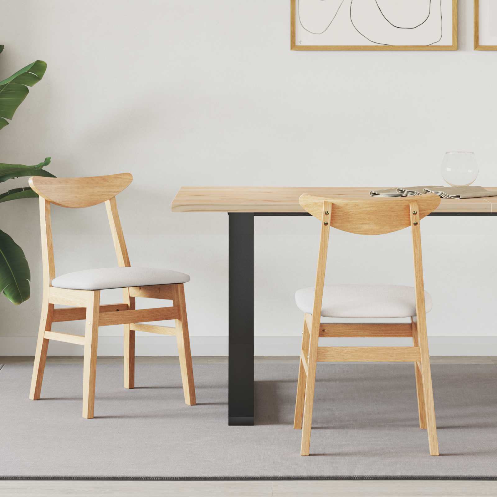 Sedie Da Pranzo 2 Pcs Naturale 42 X 47.5 X 81 cm