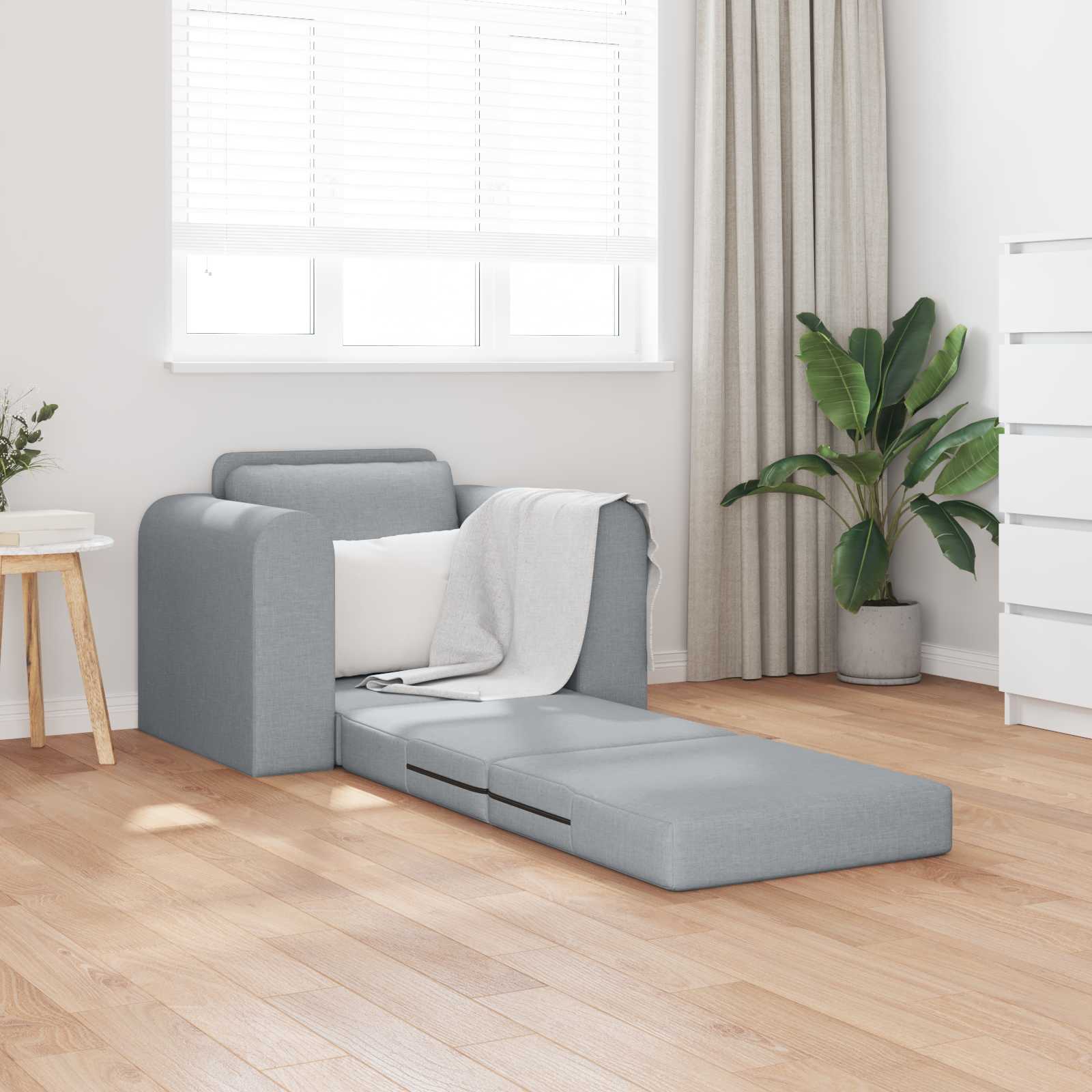 Divano Letto Pieghevole Grigio Chiaro 98 X 71 X 83 Cm Tessuto